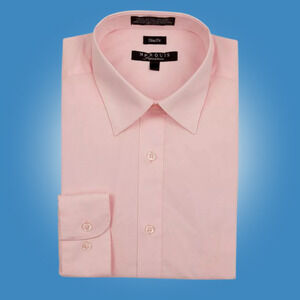 Marquis Signature Men's Long Sleeve Slim Fit Dress Shirt Pink 18 / 18.5 34/35